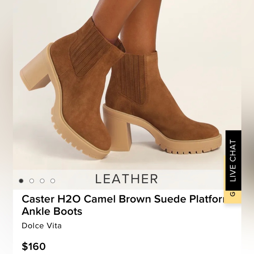 NWOT Dolce Vita Castor H20 Camel Brown Suede Ankle Boot